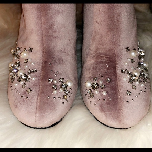 ZARA Beaded Velvet Ankle Booties - Picture 6 of 8
